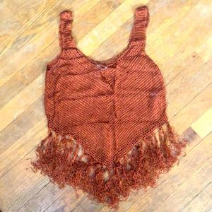 Frilly crochet type copper tank top